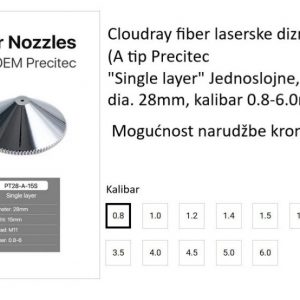 Dizna Azot (Single Layer) za Precitec lasersku glavu – hromirana