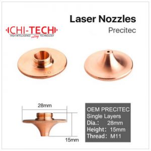 Precitec B 1 SL, Cloudray fiber laserske dizne (B tip Precitec TQ) SINGLE layer, Dia. 28mm, visina 11/15mm, kalibar 0.8-6.0mm, navoj M11, Chitech fiber laseri