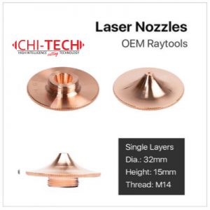 Raytools B1 tip SL-D32 Cloudray fiber laserske dizne (A tip Raytools) SINGLE layer, Dia. 32mm, visina 15mm, kalibar 0.8-6.0mm, Chitech fiber laseri